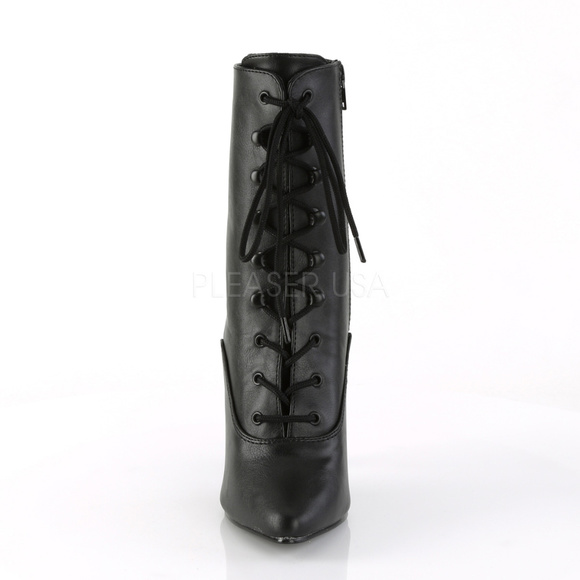 Pointed Toe Lace Up High Heel Ankle Boots - Picture 4 of 5